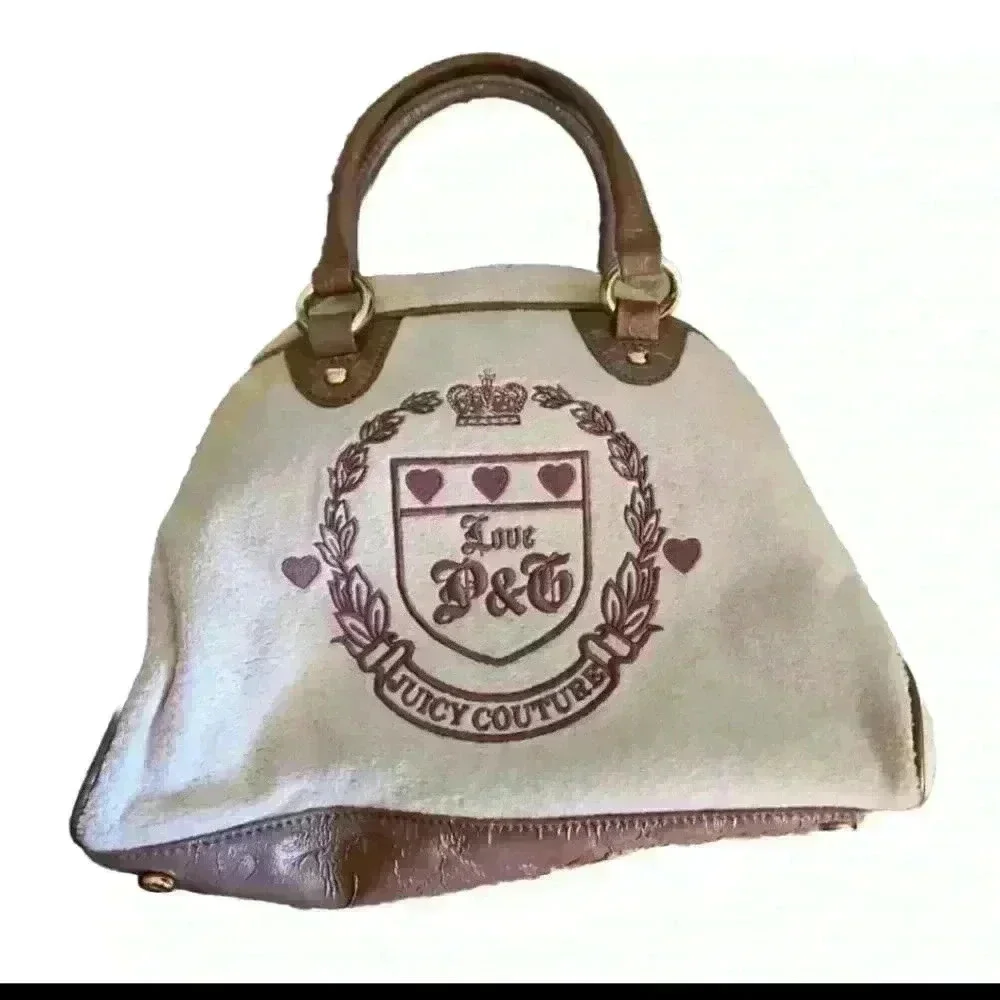 Juicy Couture Vintage Pink Terry Medium Bowling Bag Purse